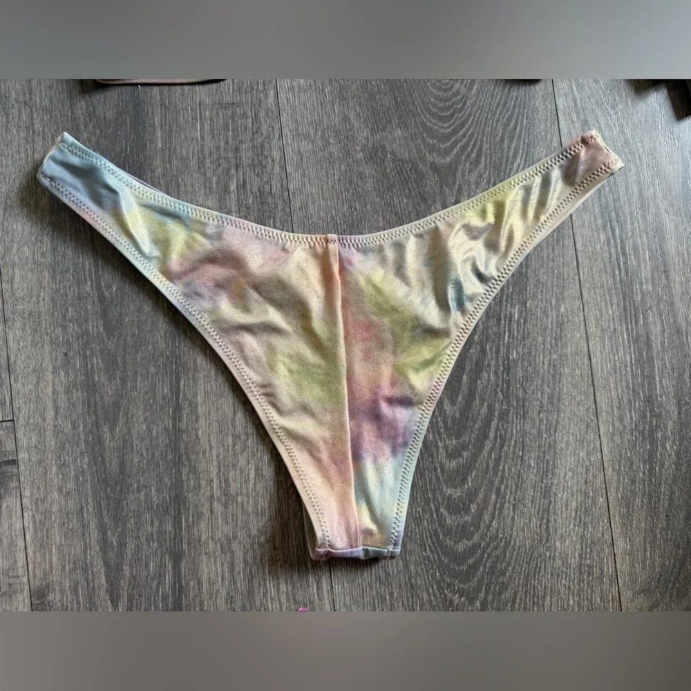 Bond Eye Australia Paris Bikini Tri Top S & Bottom M in Cosmic Rainbow Metallic.
